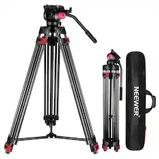 Front. Neewer - 79" Heavy-Duty Video Tripod with Fluid Head - 360° Drag Pan/Tilt for DSLR & Camcorder (17.6lb).