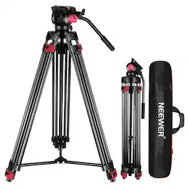 Neewer - 79" Heavy-Duty Video Tripod with Fluid Head - 360° Drag Pan/Tilt for DSLR & Camcorder (17.6lb)