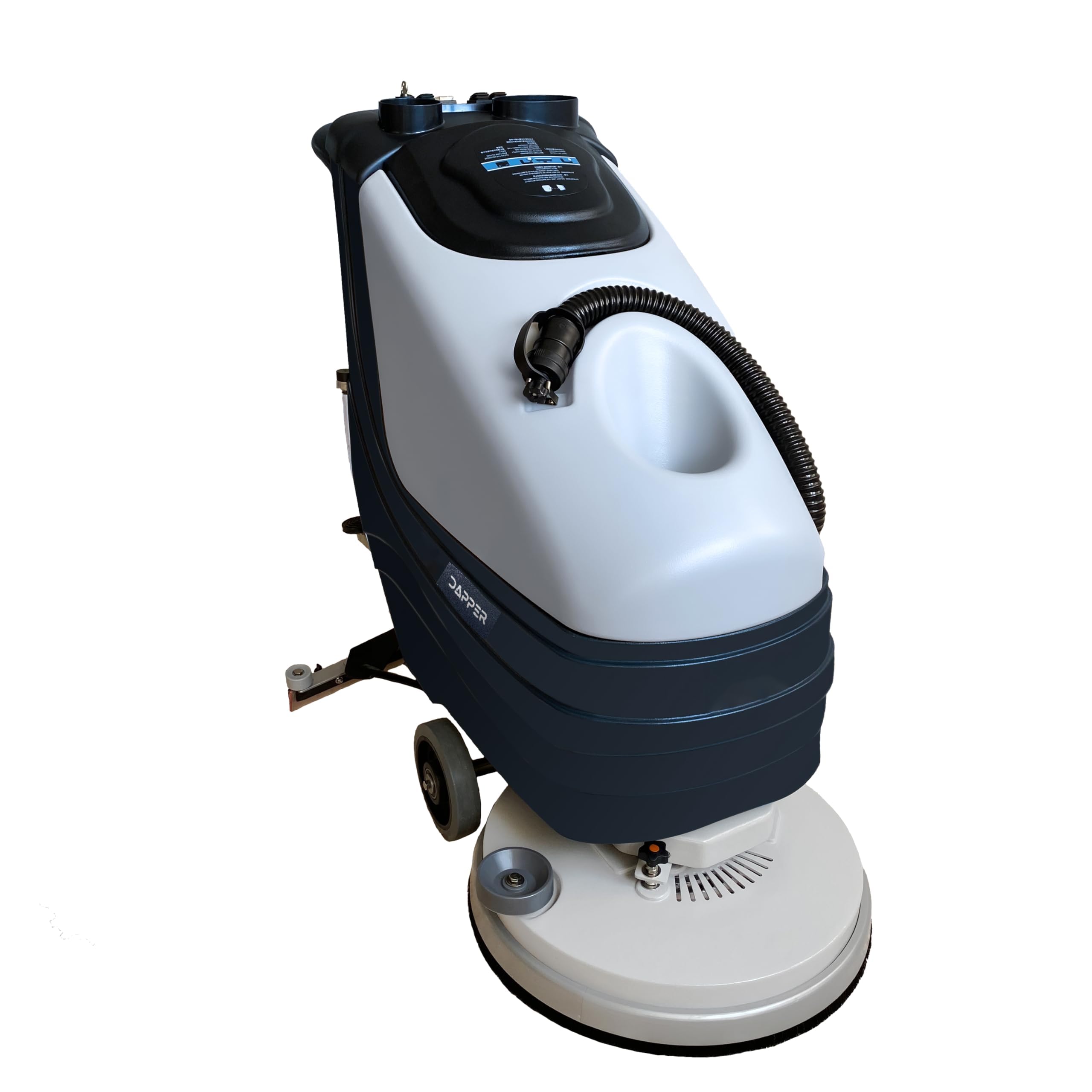 Angle. Dapper Supply - Battery Powered Walk Behind Floor Scrubber 19 Brush 30 Squeegee 13 5 Gal Tank 220 RPM Hard Soft Brushes 3 Pads - Grey.