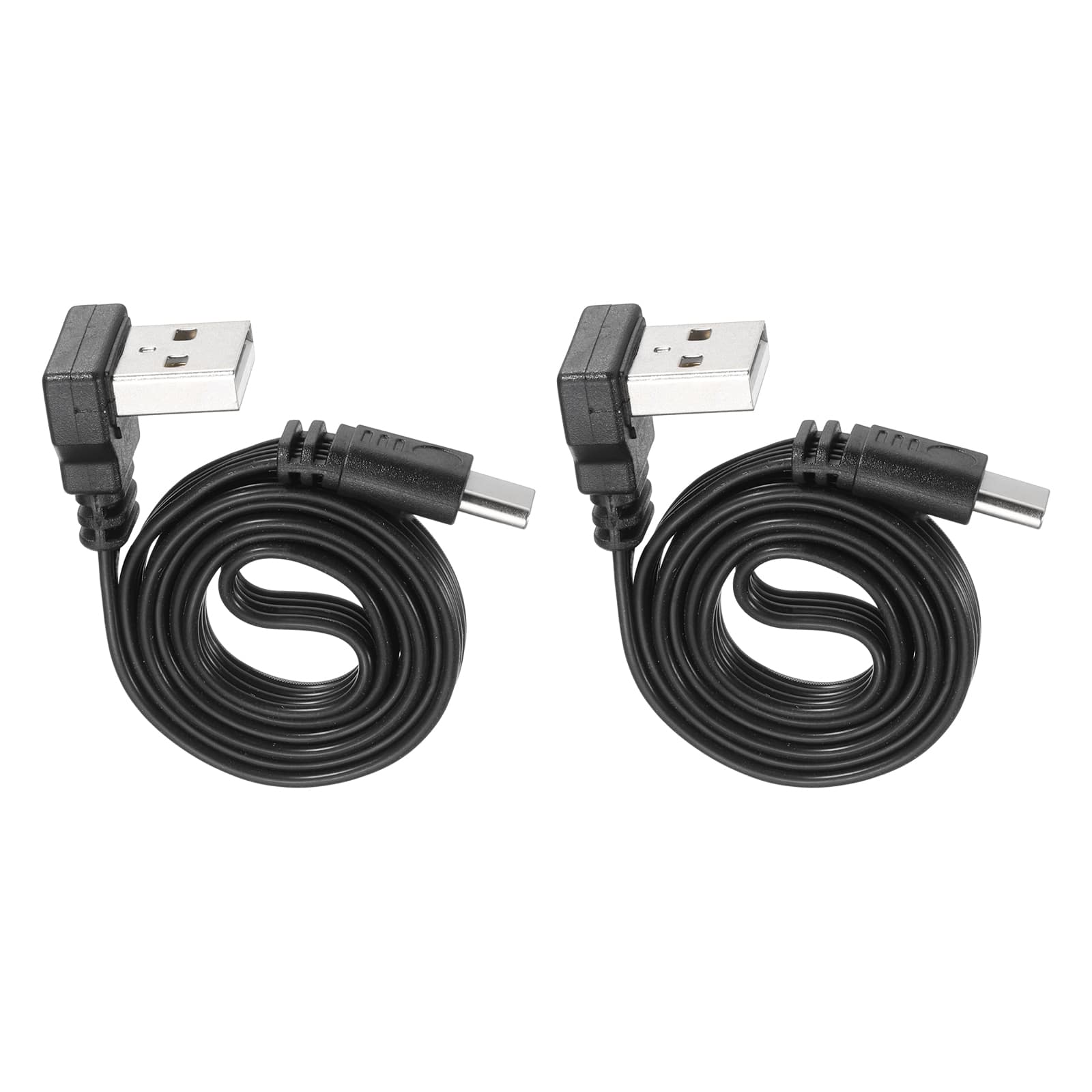 Unique Bargains - 90 Degree USB A to USB C Cable, 19.7 Inch, UP&Down Angle A to C, 480Mbps, Silicone, for Phone/Tablet/Laptop/Car Charger - Black