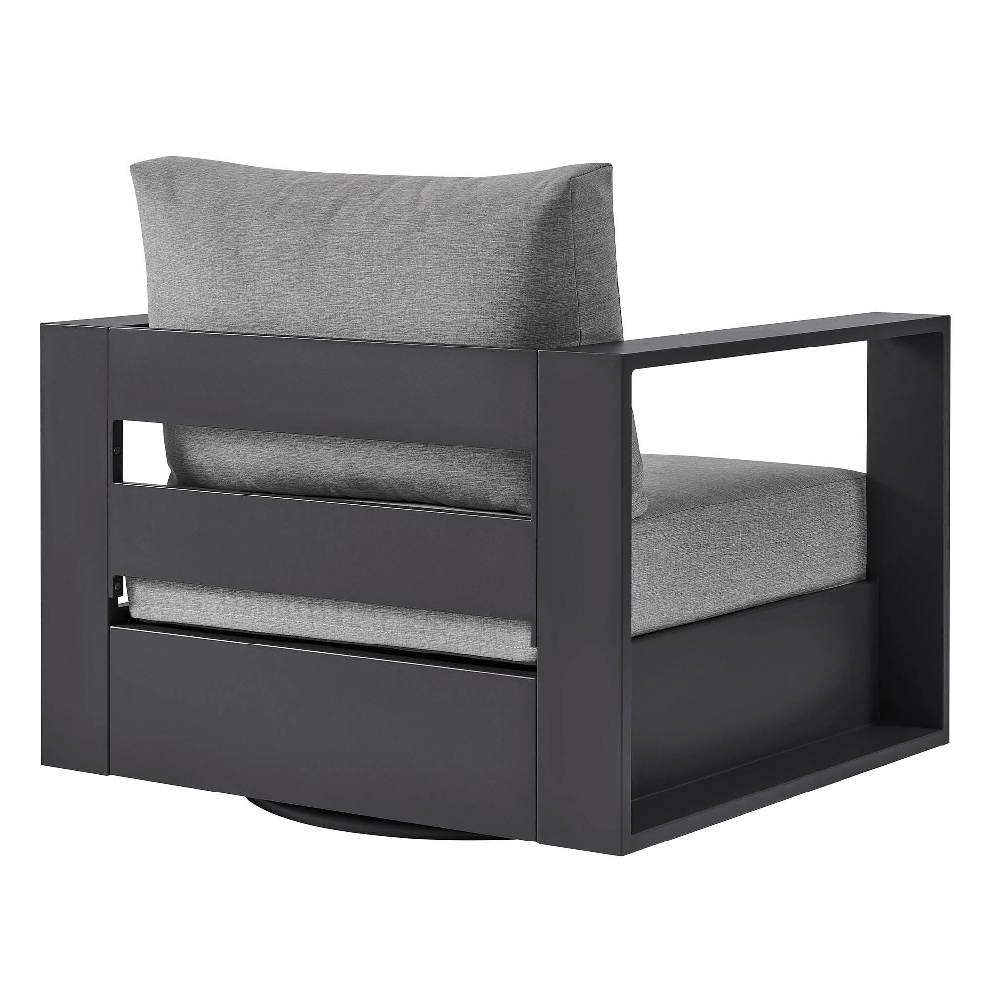Alt View 3. Modway - Tahoe Outdoor Powder-Coated Aluminum Swivel Armchair by Modway - Gray Gray.