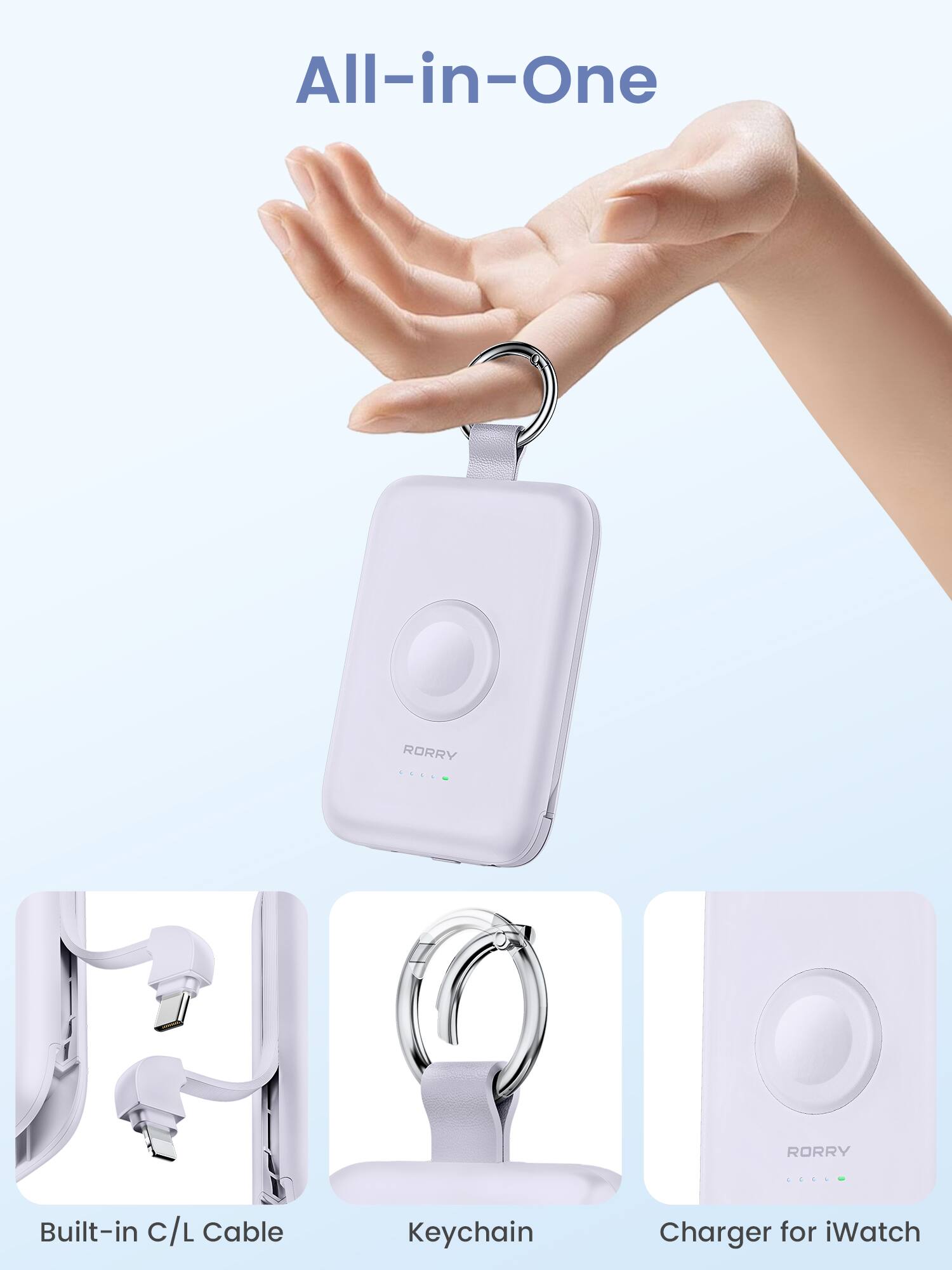 All-in-One

RORRY

Built-in C/L Cable
Keychain
Charger for iWatch
