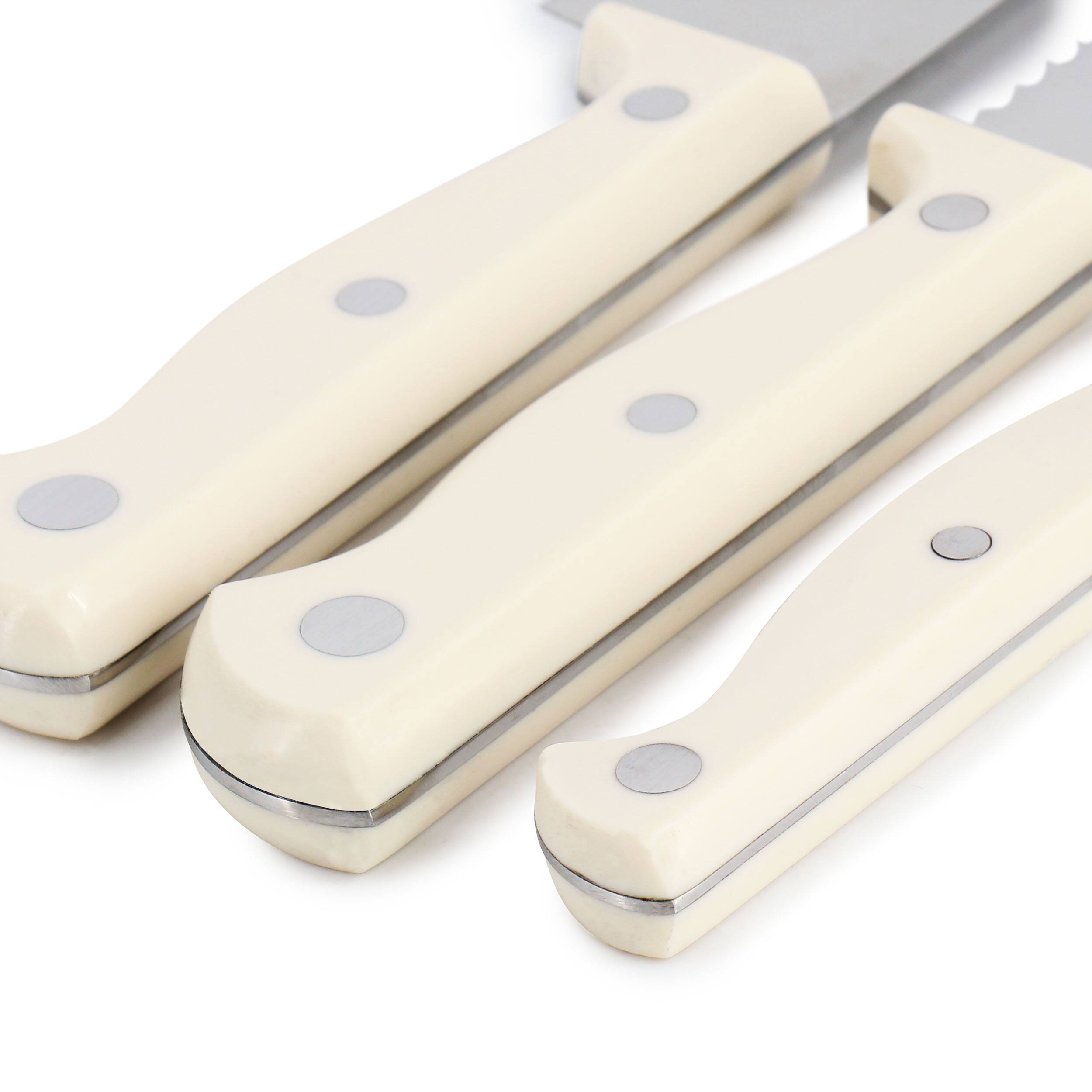 Alt View 3. Martha Stewart - Martha Stewart Everyday 14 Piece Stainless Steel Cutlery and Wood Block Set in Linen - Linen.