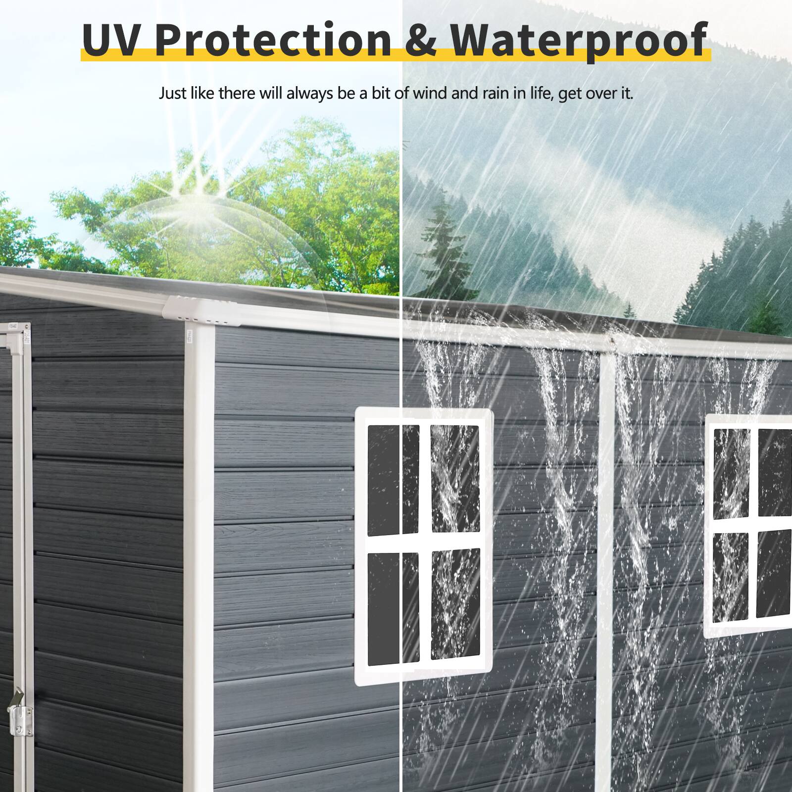 UV Protection & Waterproof

Just like there will always be a bit of wind and rain in life, get over it.