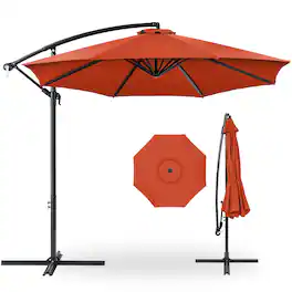 Best Choice Products - 10ft Offset Hanging Outdoor Market Patio Umbrella w/ Easy Tilt Adjustment - Rust