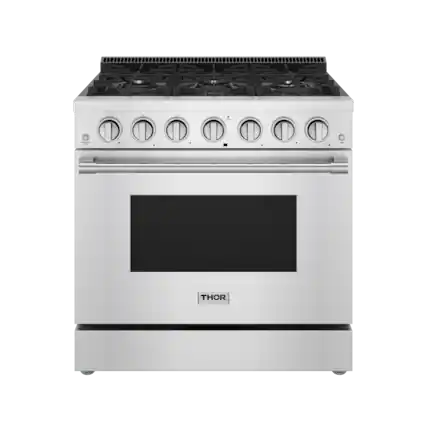Front. Thor Kitchen - 6.0 Cu Ft. Professional Freestanding Liquid Propane Gas Range - Stainless Steel.