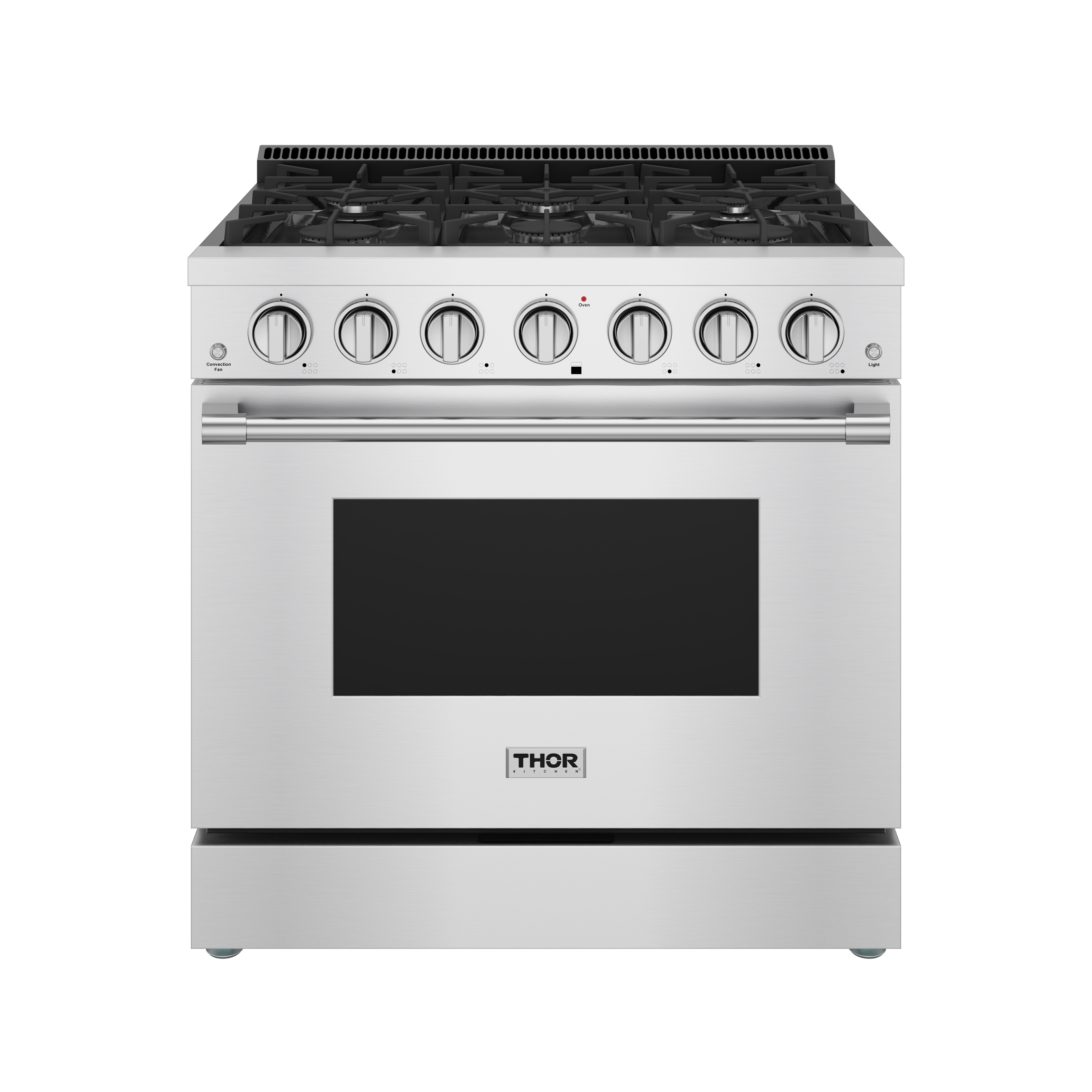 Front. Thor Kitchen - 6.0 Cu Ft. Professional Freestanding Liquid Propane Gas Range - Stainless Steel.