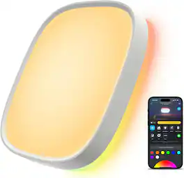 Govee - Smart RGBIC Ceiling Light Works with Matter, 2400LM Flush Mount Light Fixture, 12 Inch, 1 Pack - White