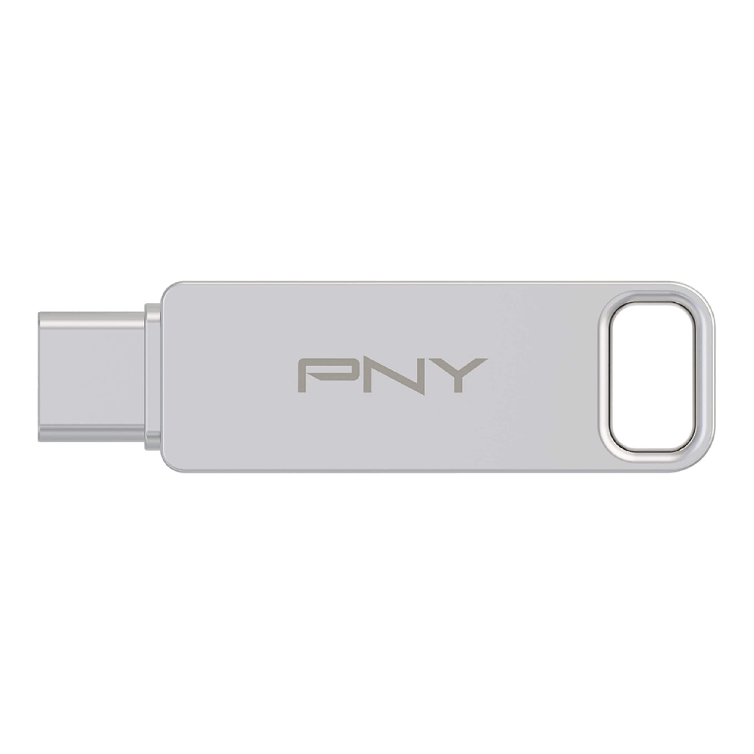 PNY - 128GB DUO LINK USB 3.2 Type-C Dual Flash Drive - Silver - Front_Zoom