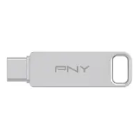 PNY - 128GB DUO LINK USB 3.2 Type-C Dual Flash Drive - Silver - Front_Zoom