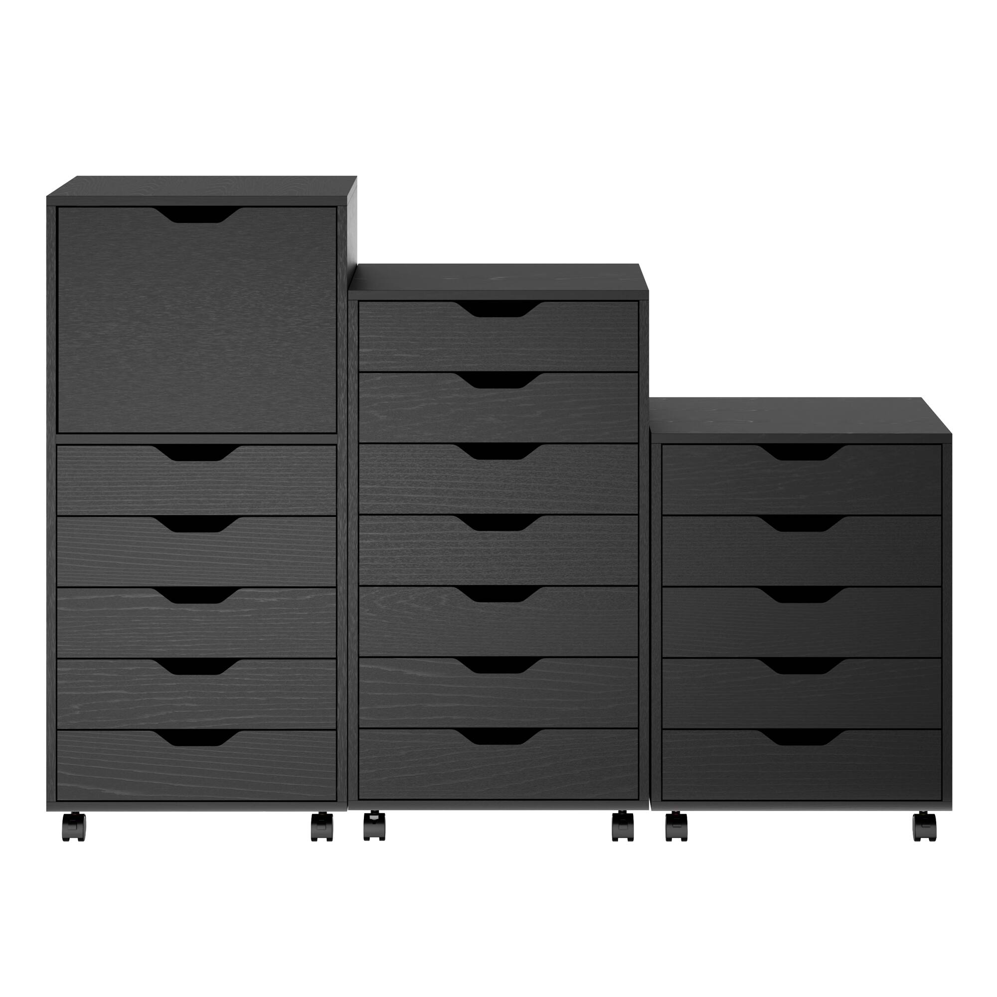 Alt View 1. Winsome Wood - Halifax 3-Pc Multi-Drawer Storage Cabinet Set - Black.