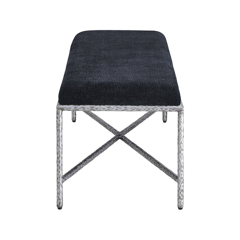 Alt View 3. Meridian Furniture - Valley Black Chenille Fabric Bench - Black.