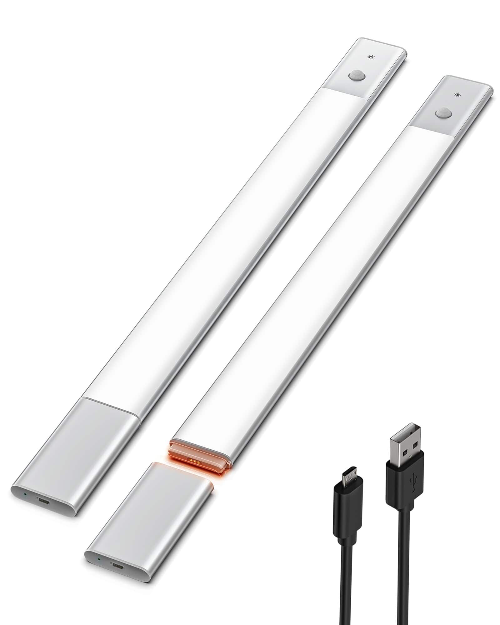 EZVALO - Under Cabinet Lighting Wireless Motion Sensor-3 Color Temps-2 Pack-50 cm-Silver - White