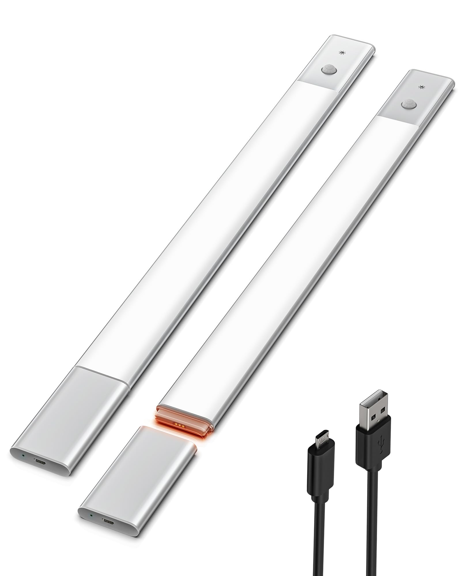 Front. EZVALO - Under Cabinet Lighting Wireless Motion Sensor-3 Color Temps-2 Pack-50 cm-Silver - White.