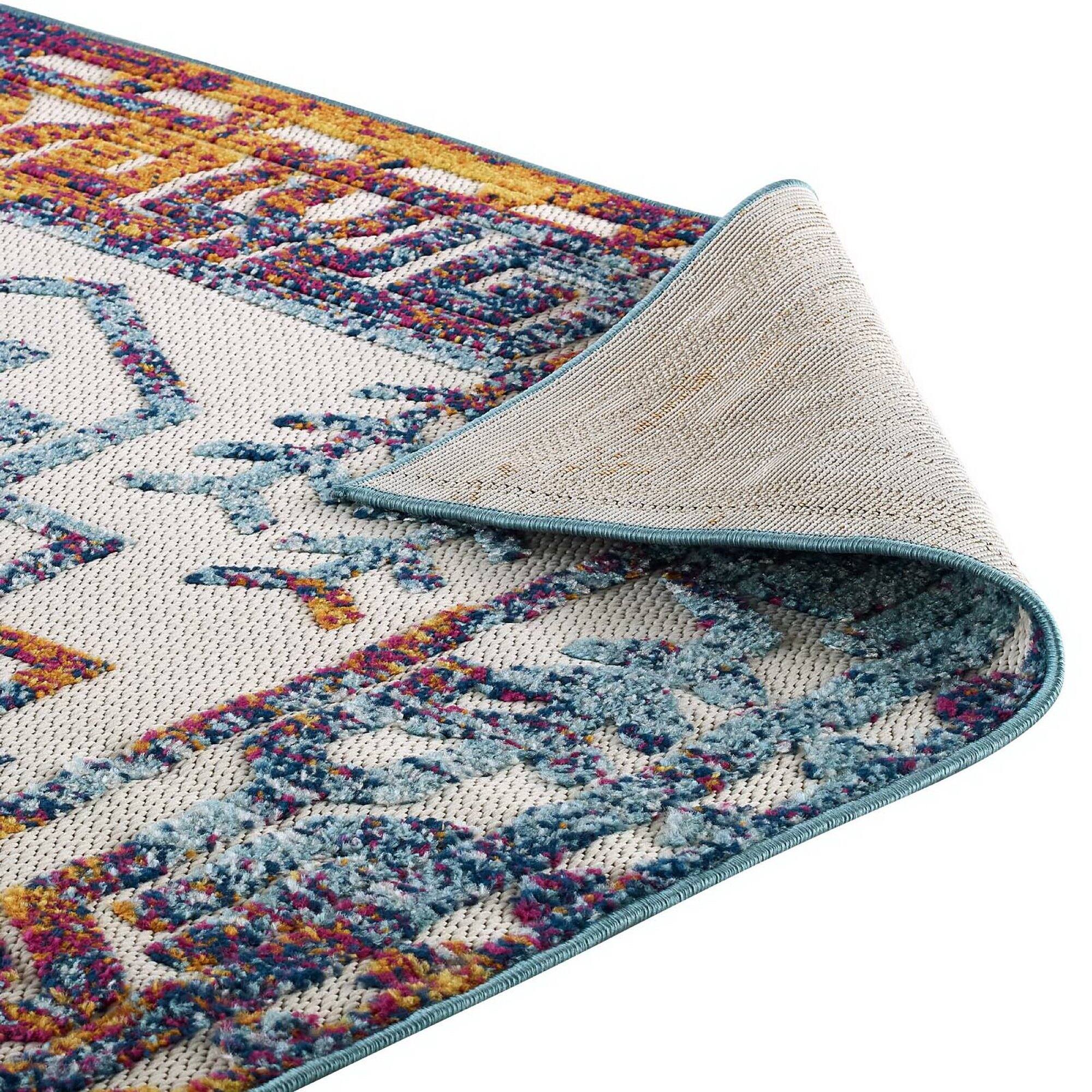 Alt View 5. Modway - Reflect Nyssa Distressed Geometric Southwestern Aztec Indoor/Outdoor Area Rug - Multicolored.