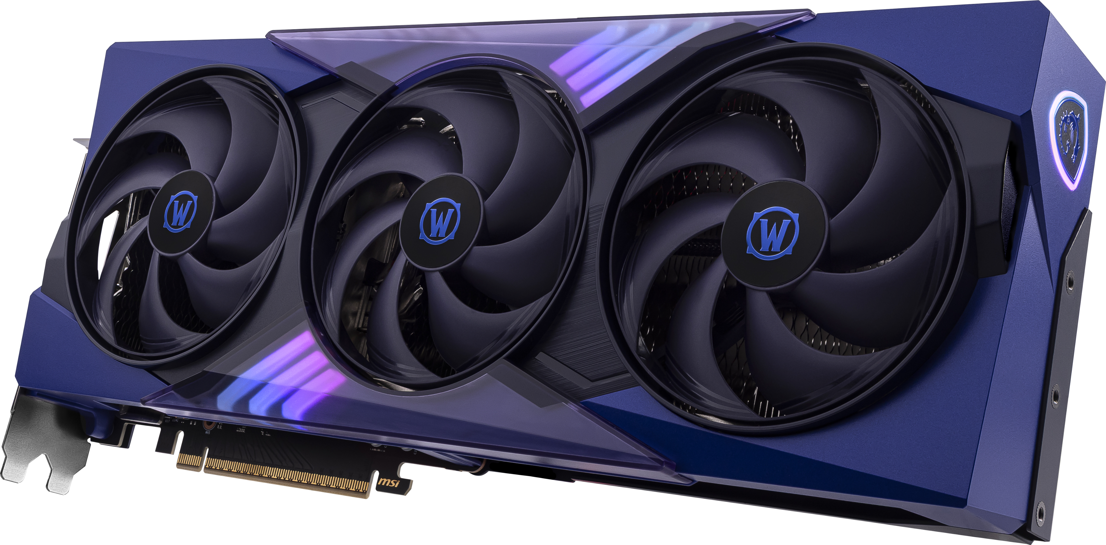 Left. MSI - NVIDIA GeForce RTX 5070 12G World of Warcraft MIDNIGHT VOID EDITION OC GDDR7 PCI Express Gen 5 Graphics Card - Purple.