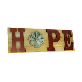 Zeckos - Distressed Look Holiday Word Sign Windmill Wall Hanging - Red