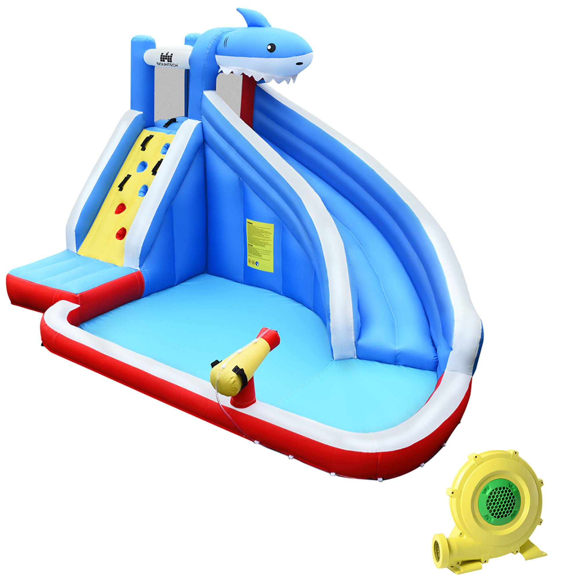 Alt View 3. Gymax - Gymax Inflatable Water Park Bounce House Slide Shark w/ Climbing Wall Splash Pool.