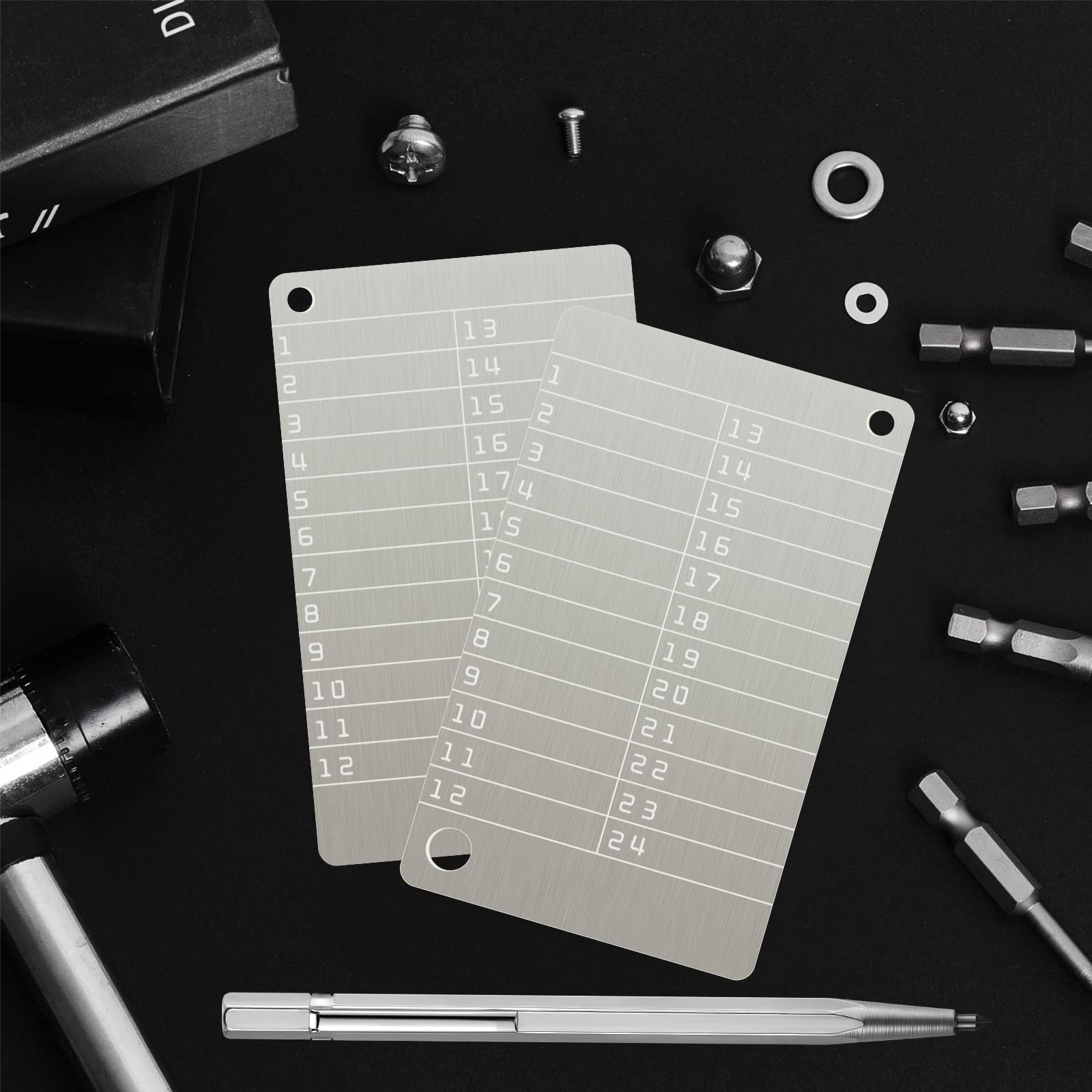 Alt View 4. Jadie Link - Crypto Wallets Metal Plate Marking Pen Cryptocurrency Hardware Cold Backups Seed Storage Bitcoin Compatible Bip39 - Metallic.