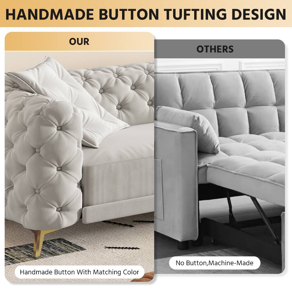 HANDMADE BUTTON TUFTING DESIGN

OUR
Handmade Button With Matching Color

OTHERS
No Button, Machine-Made