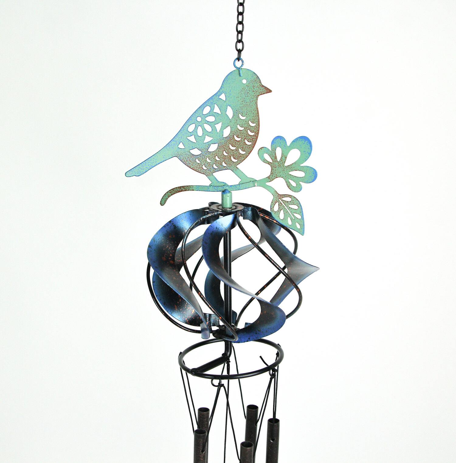 Alt View 1. Things2Die4 - Metal Bird Wind Chime Spinner Garden Art Hanging Patio Decor Yard Decoration - Multicolored.