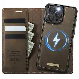 Dteck - for iPhone 16 Pro Max Detachable Wallet Case, 2 in 1 PU Leather Flip Folio Case with RFID Blocking Phone Cover - Coffee