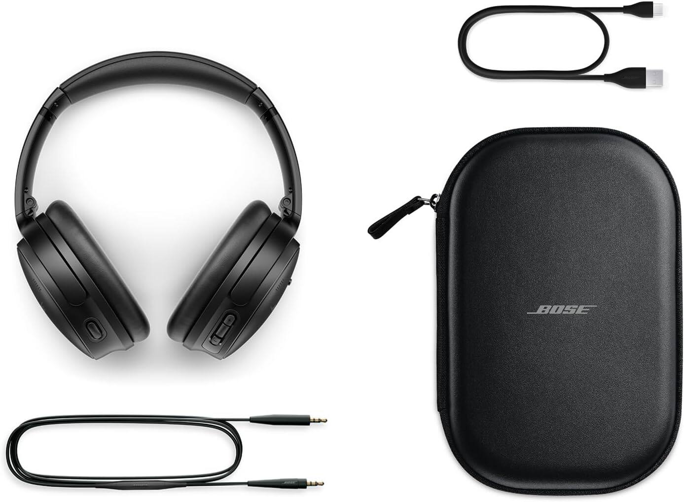 Alt View 2. Bose - Bose QuietComfort Headphones Bundle with Fast Charger - Wireless Bluetooth Over-Ear Noise Cancelling (Black) - Black.