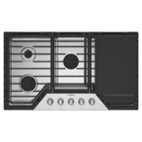 Whirlpool - 36" Built-In Gas Cooktop with 3 Burners and 2-in-1 Hinged Grate to Griddle - Stainless Steel - Front_Zoom