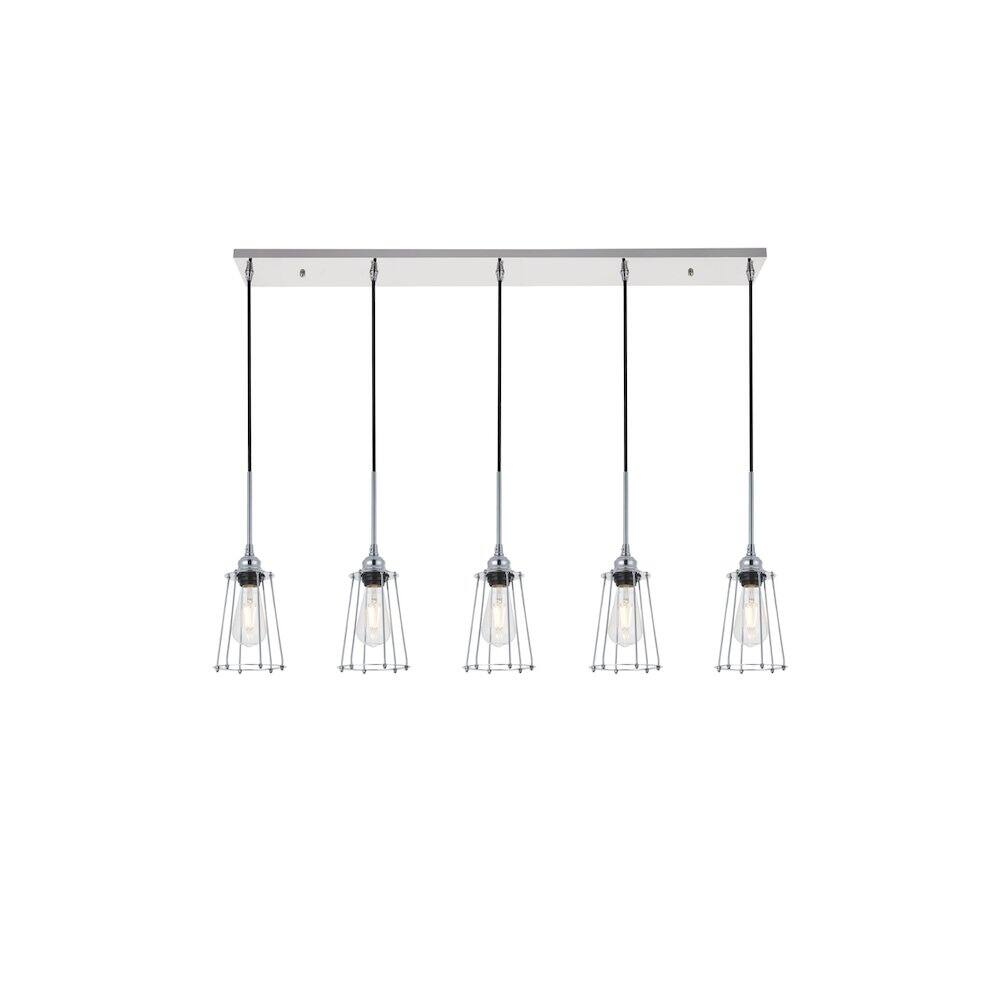 Alt View 8. Living District - Auspice 5 Light Chrome Pendant - Chrome.
