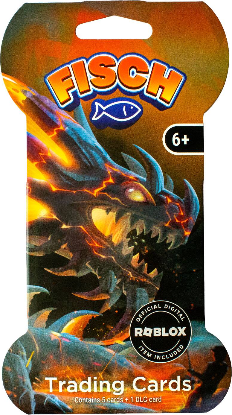 FISCH 6+ OFFICIAL DIGITAL ROBLOX ITEM INCLUDED  
Trading Cards  
Contains 5 cards + 1 DLC card
