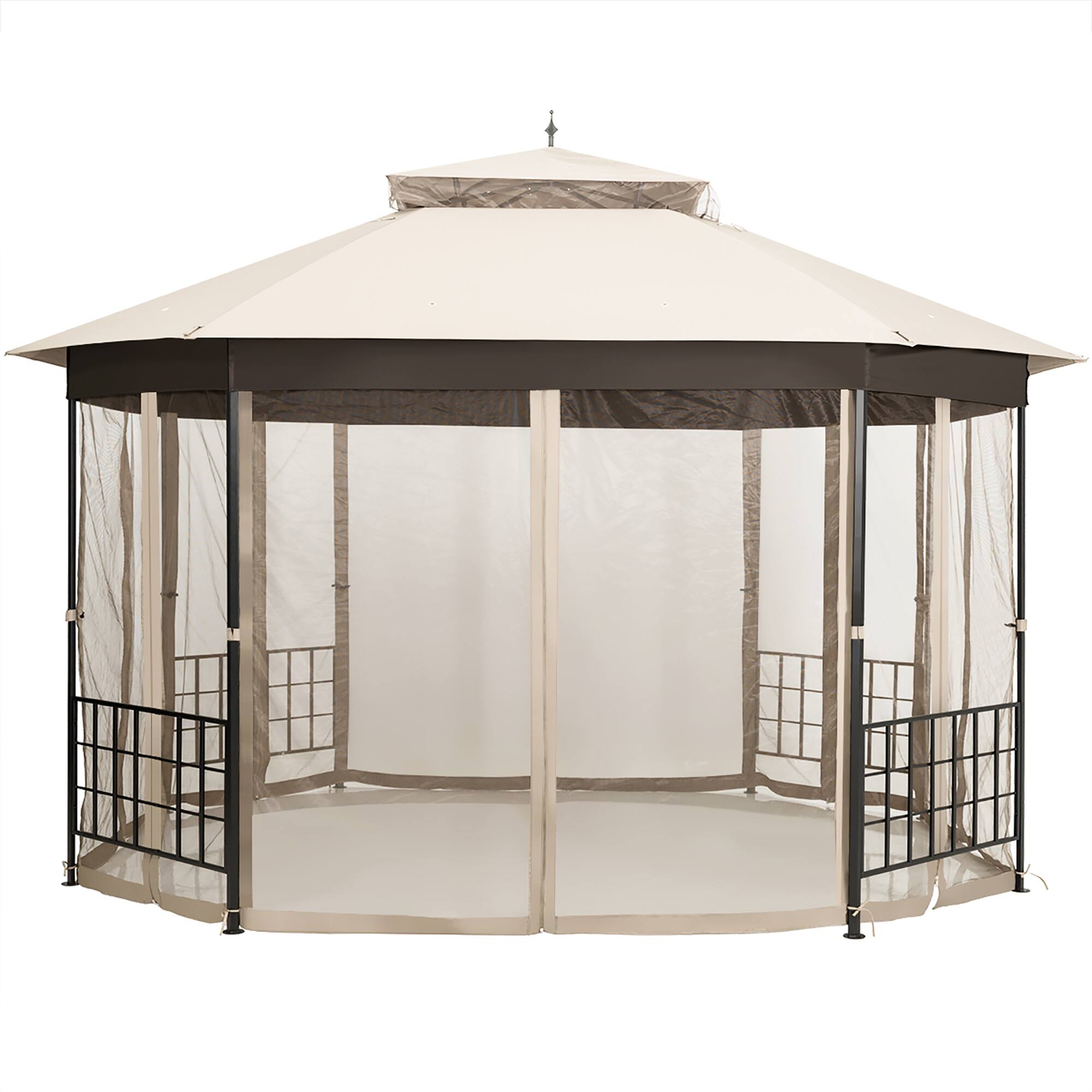 Alt View 8. Costway - Costway 10'x12' Patio Gazebo Canopy Shelter Double Top Netting Sidewalls - Beige.