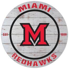 Jardine - Miami University RedHawks 20'' x 20'' Indoor/Outdoor Weathered Circle Sign - White