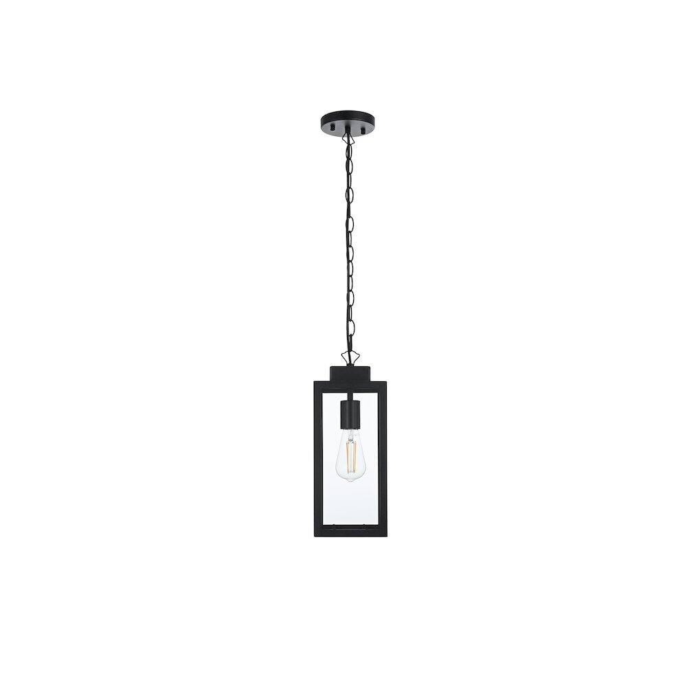 Alt View 1. Elegant Lighting - Hilton 7 inch Outdoor Pendant in Black - Black.