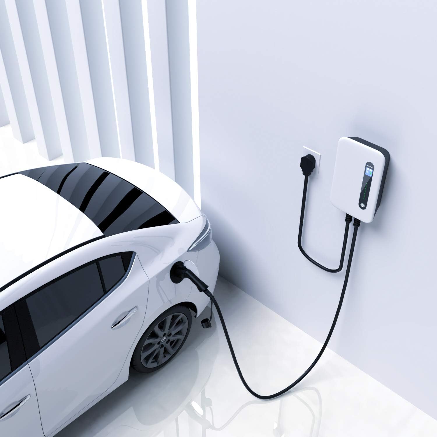 Alt View 3. Core Tech - 40A Level 2 EV Charging Station with NEMA 14-50 Plug, 9.6kW Output, SAE J1772 Connector and 20ft Cable - Black.