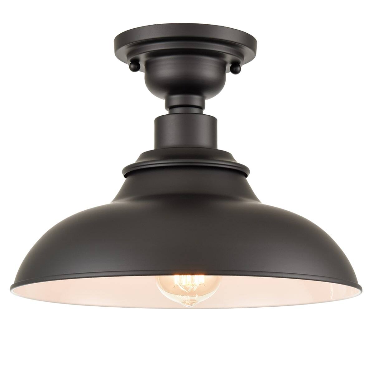 Front. MOOSE - Farmhouse Ceiling Light Semigloss Black Semi Flush Ceiling Lighting - Black.