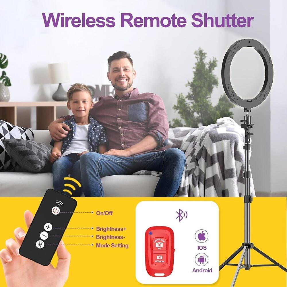 Wireless Remote Shutter

- On/Off
- Brightness+
- Brightness-
- Mode Setting

IOS
Android