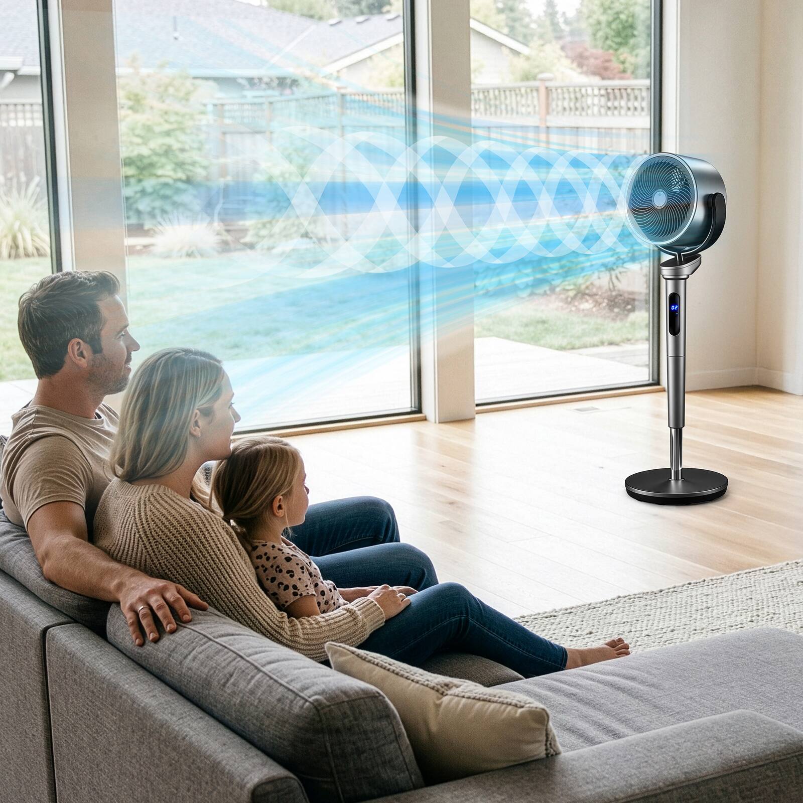 Alt View 8. Winado - Air Circulator Pedestal Fan, 32-Speeds Floor Standing Fan with Remote, 120° Oscillating, Adjustable Heigh, 12H Timer - Gray.