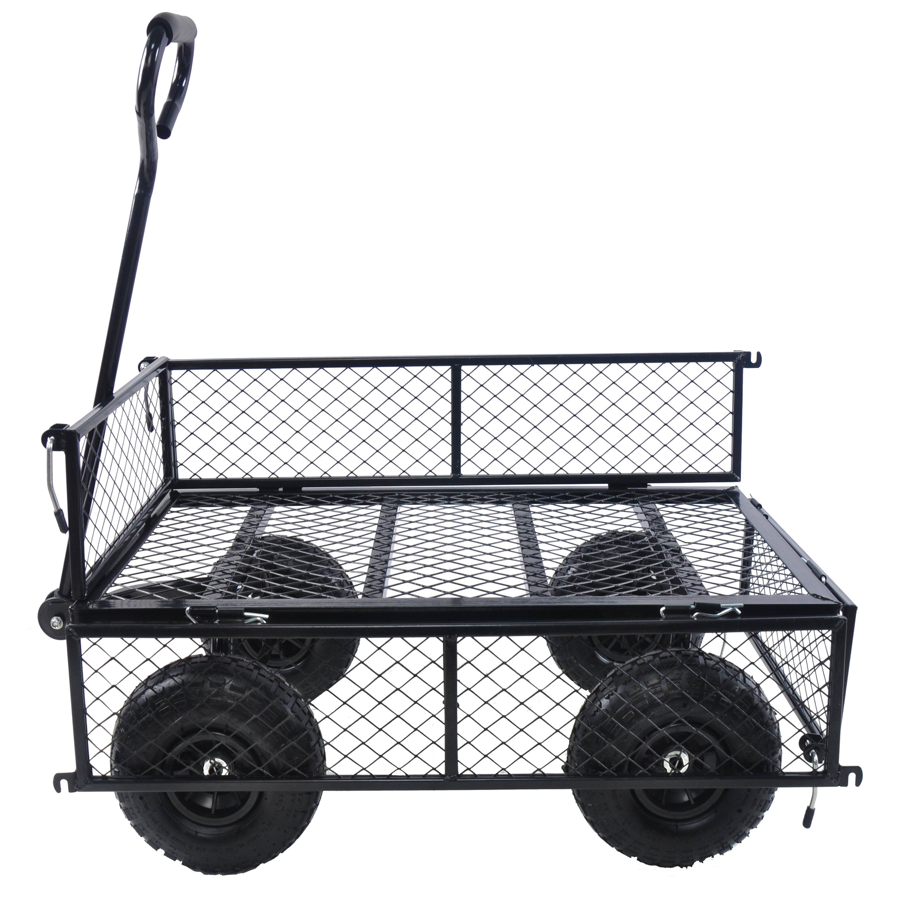 Alt View 1. COWLOWN - TC1840BKG Black Garden Wagon Cart Heavy Duty for Firewood Transport - Black.
