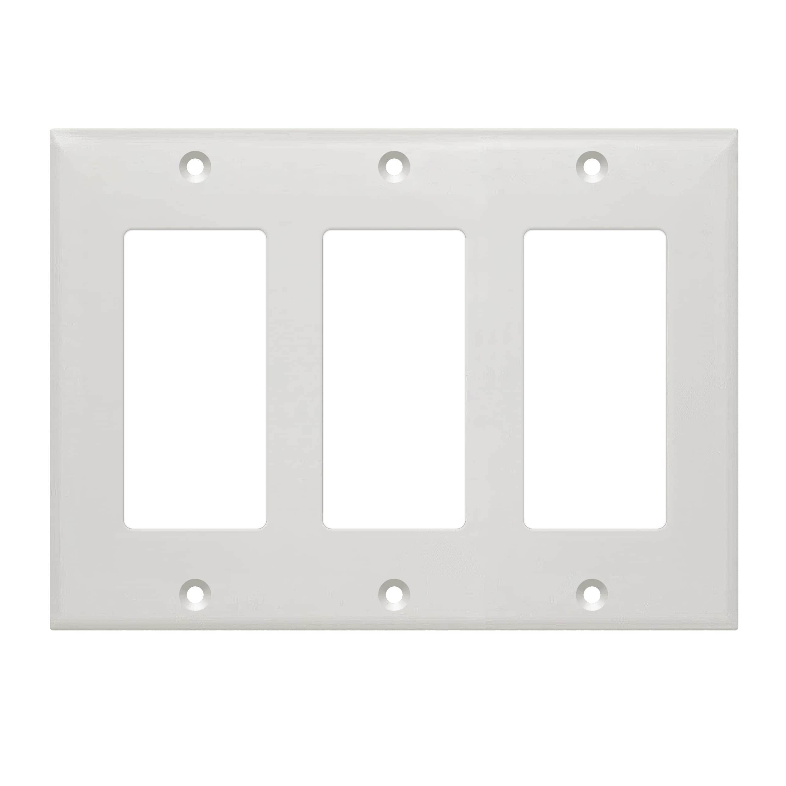 Cmple.com - Cmple - Decorator Wall Plate Insert Decorative Faceplate Standard Keystone Wall Plate Cover - 3 Gang - White
