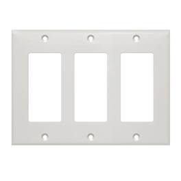 Cmple.com - Cmple - Decorator Wall Plate Insert Decorative Faceplate Standard Keystone Wall Plate Cover - 3 Gang - White