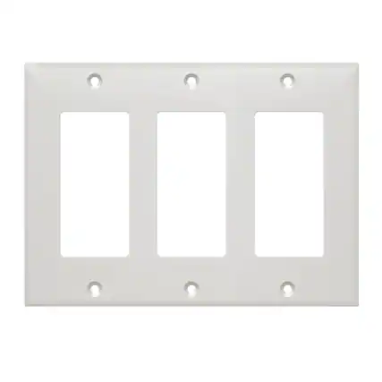 Front. Cmple.com - Cmple - Decorator Wall Plate Insert Decorative Faceplate Standard Keystone Wall Plate Cover - 3 Gang - White.
