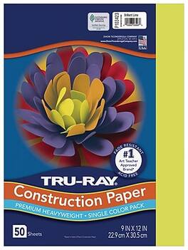 Tru-Ray - 9" x 12" Construction Paper, 50 Sheets/Pack - Brilliant Lime