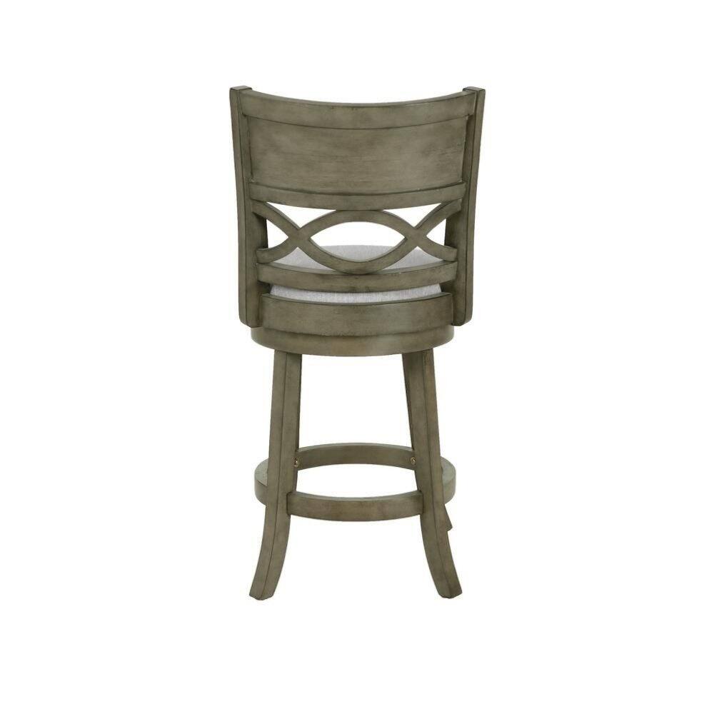 Back. FurniFact - 24-Inch Solid Wood Counter Stool 360 Swivel Fabric Seat Ant Gray - Gray.