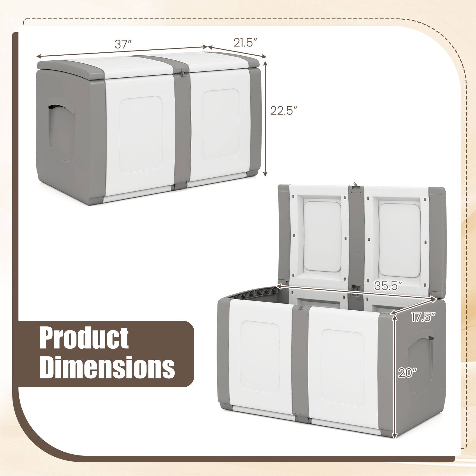 37" x 21.5" x 22.5"  
Product Dimensions: 17.5" x 20" x 35.5"