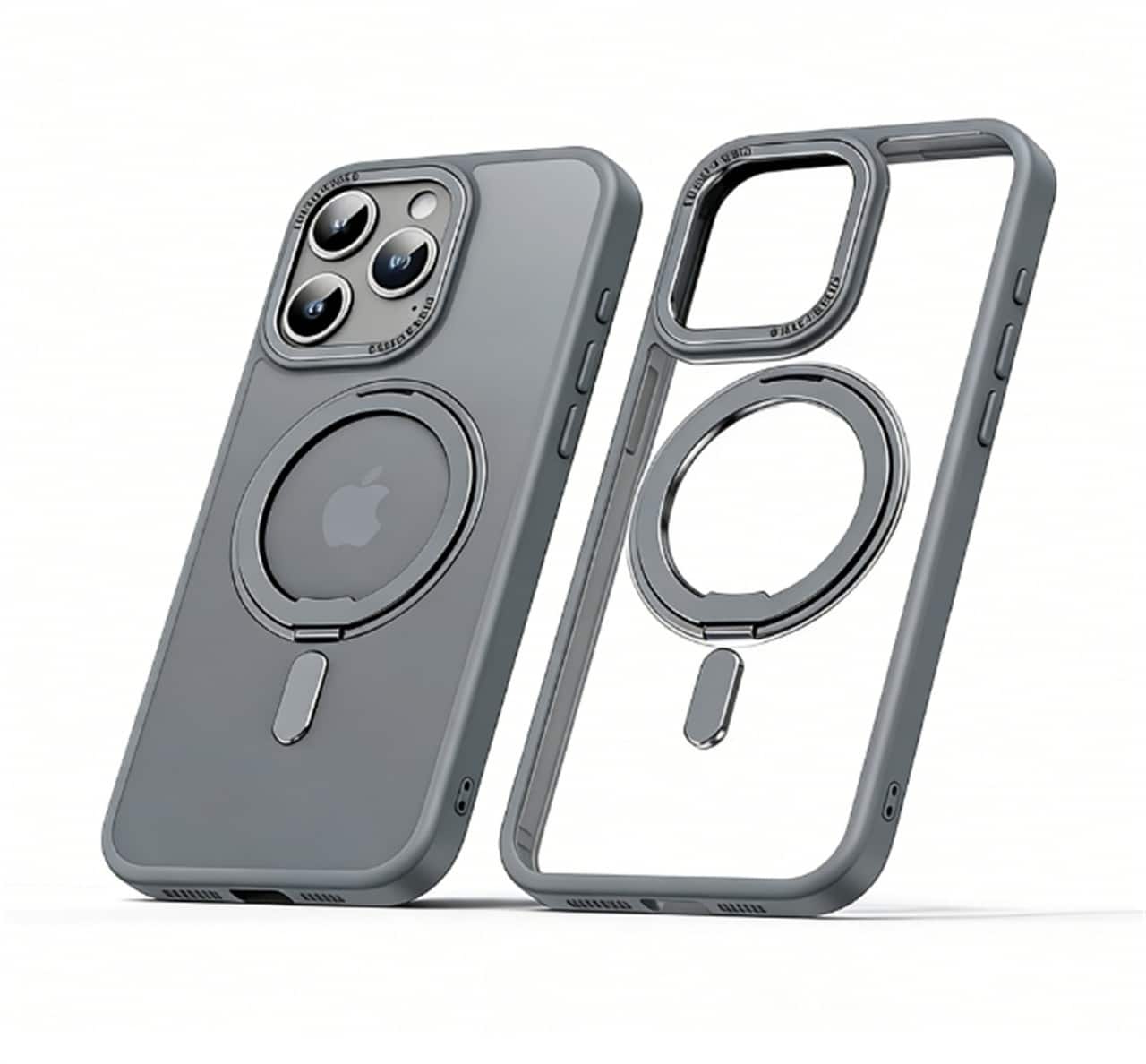 SKRAN - Pivot Stand Case for iPhone 17 Pro - 360° Magnetic Rotating Bracket, Magnetic Adsorption Phone Case - Gray