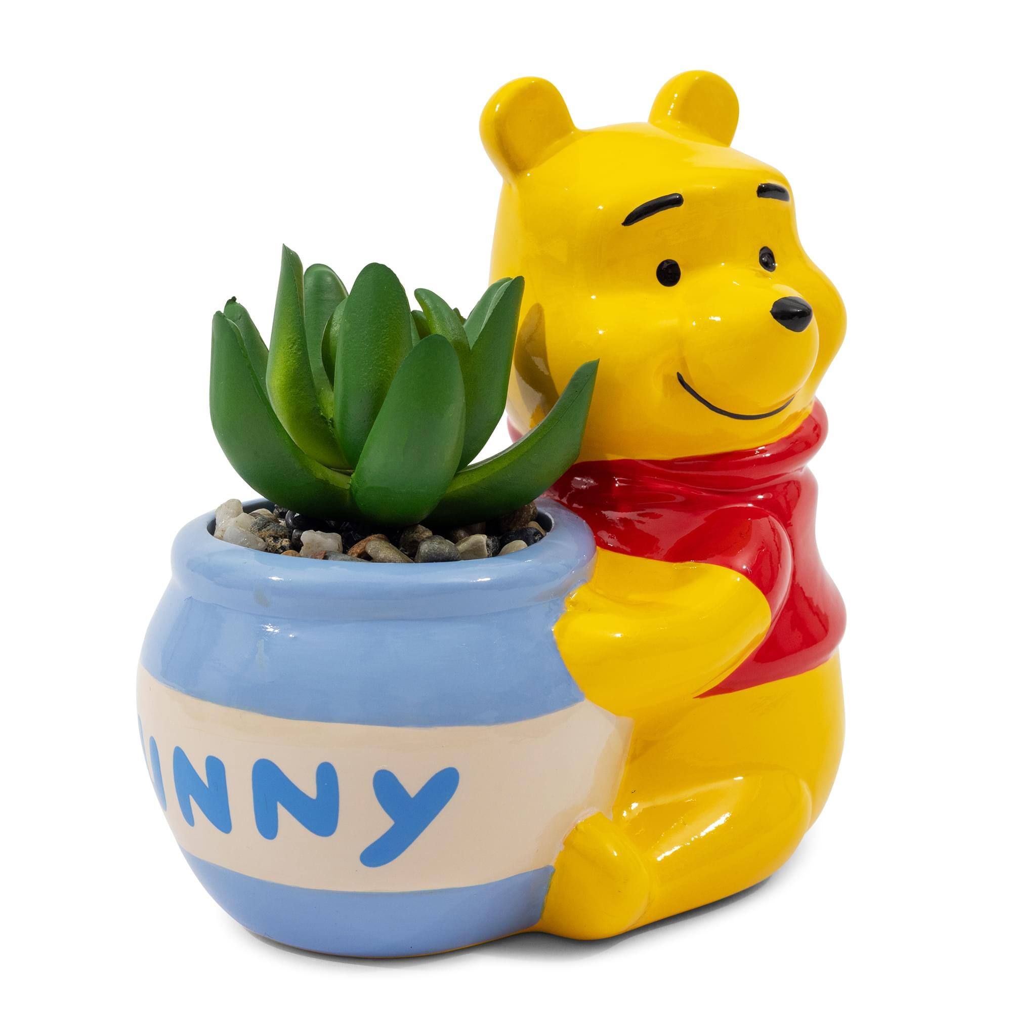 Alt View 1. Disney - Disney Winnie the Pooh Hunny Pot Ceramic Mini Planter With Artificial Succulent - Yellow.