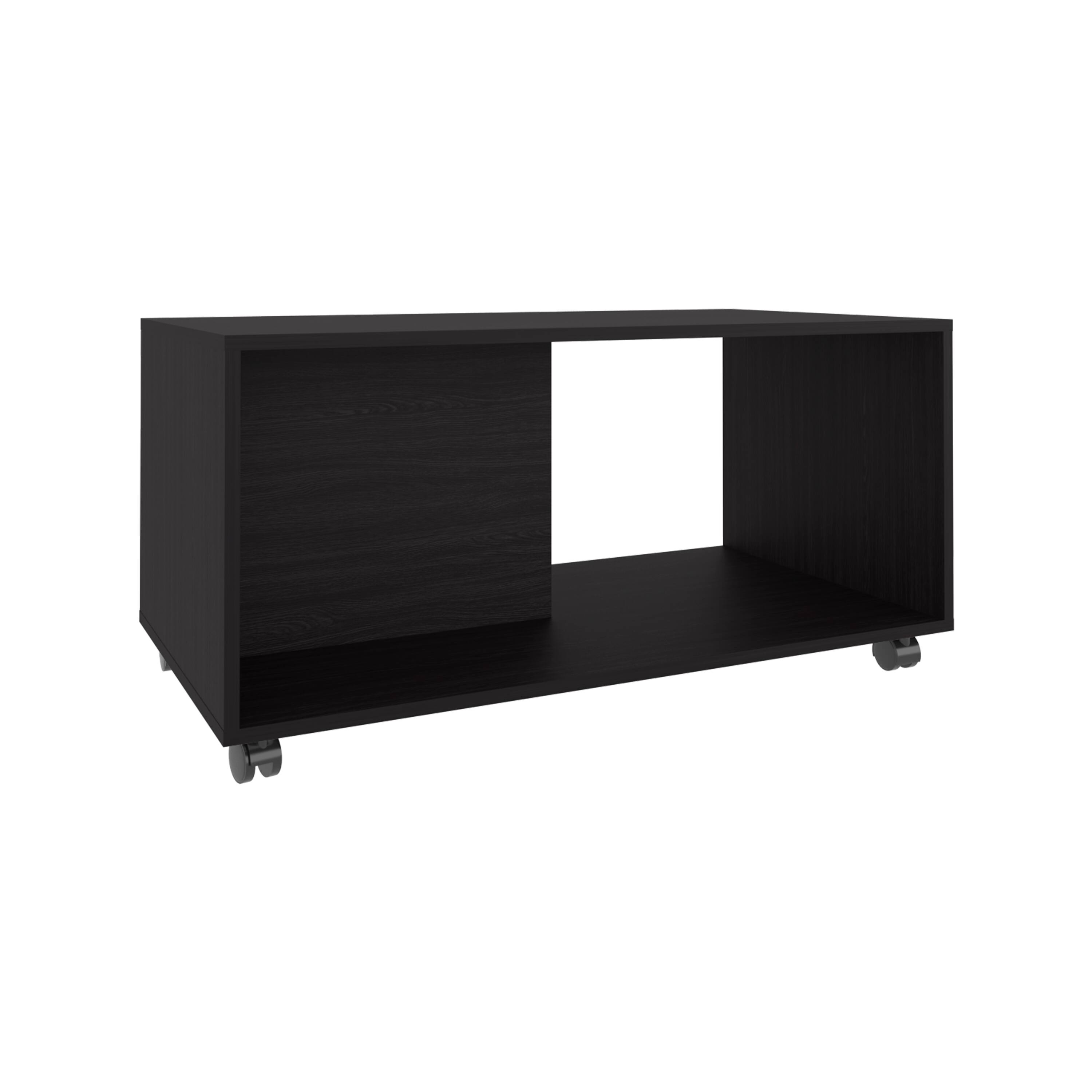 Alt View 3. TuHome - Patrick Wide Coffee Table, Mobile, One Shelf, Rectangular, Living Room and Home - Black.