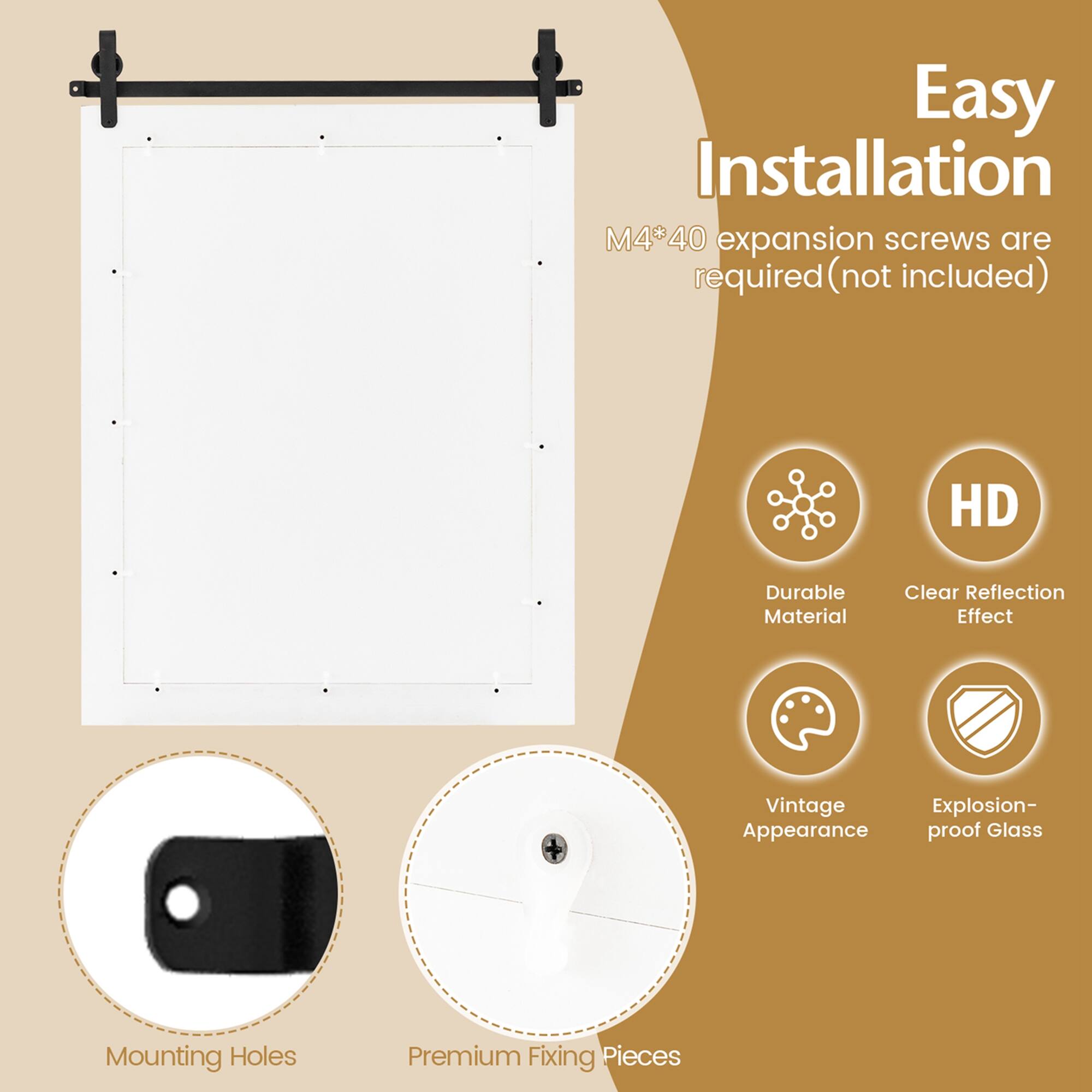 Easy Installation  
M4*40 expansion screws are required (not included)  

HD  
Durable Material  
Clear Reflection Effect  
Vintage Appearance  
Explosion-proof Glass  

Mounting Holes  
Premium Fixing Pieces