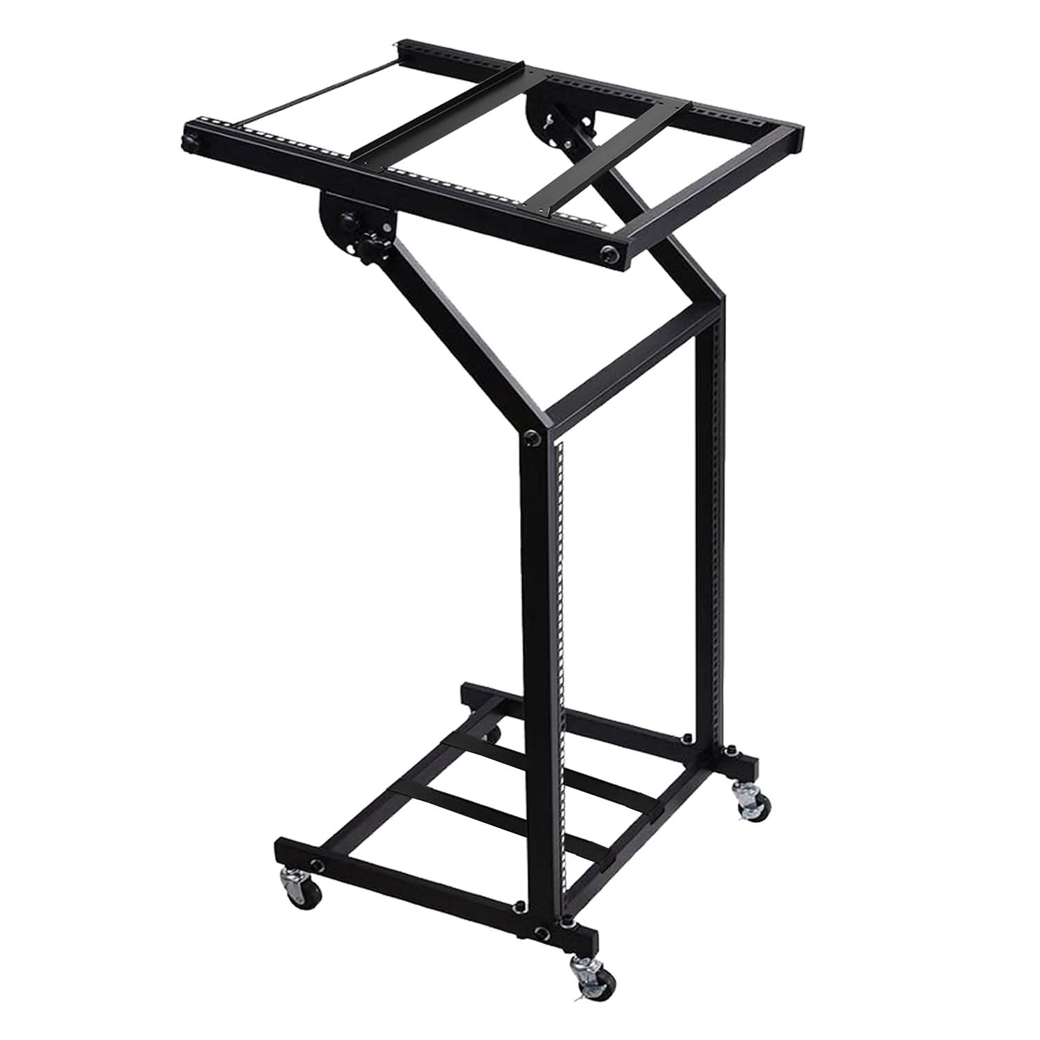 5 CORE - 5Core DJ Mixer Stand 12U Adjustable Rack Mount Stage Cart Audio Studio Equipment - Black