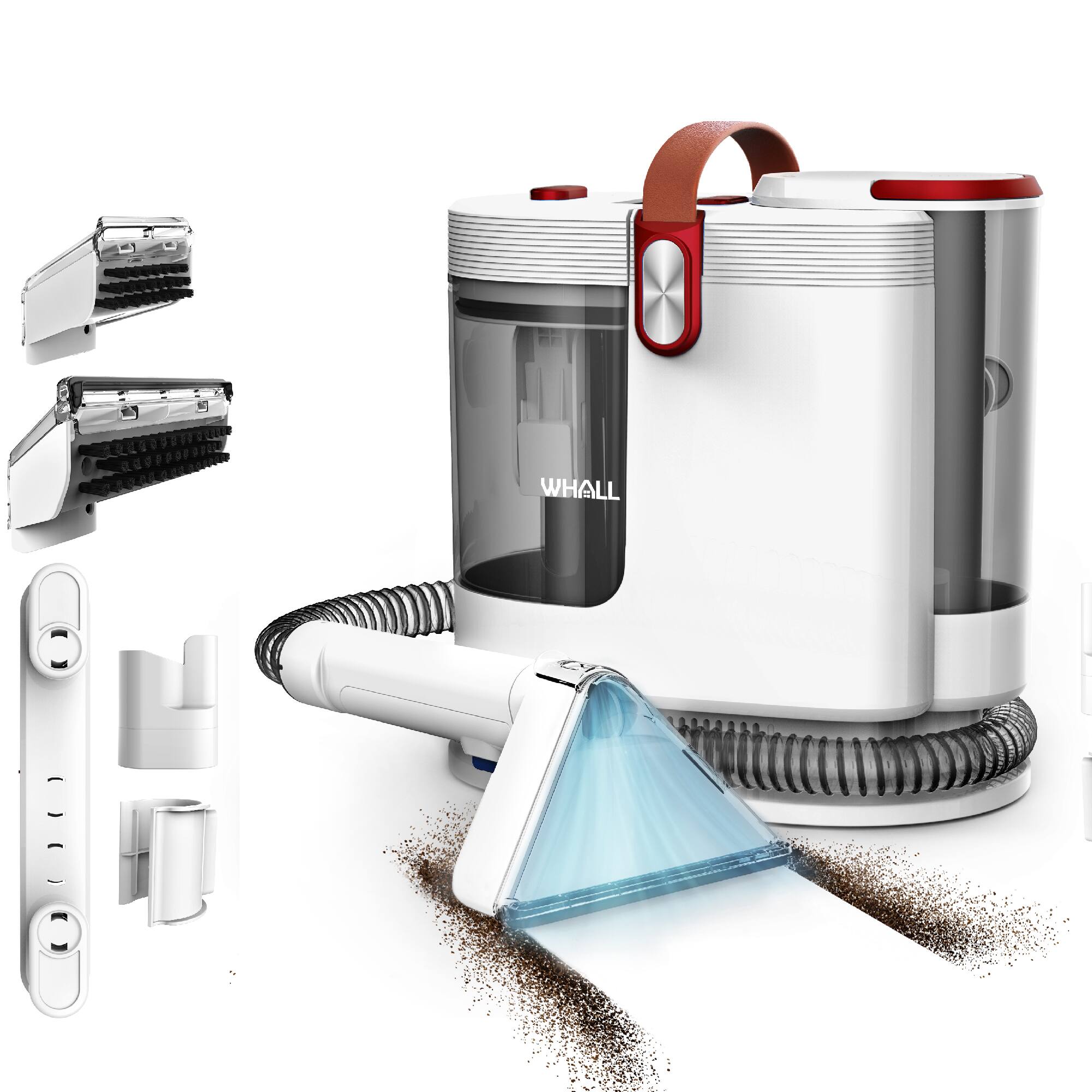 Front. WHALL - WHALL Portable Carpet Cleaner, wide path tool & self-cleaning, removes pet stains on home carpets, upholstery, car seats - White.